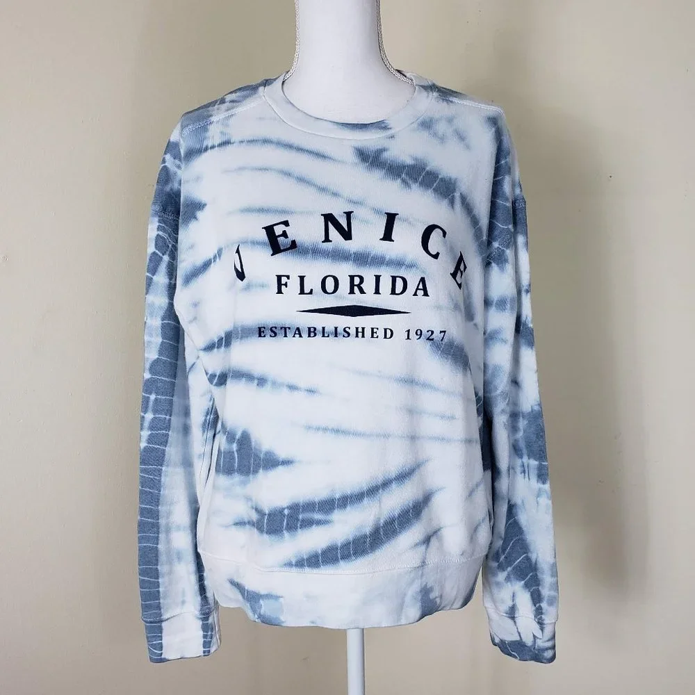 Vineyard Crew 'Venice Florida' Tie Dye Sweatshirt Grey/White Size Small - Picture 1 of 11